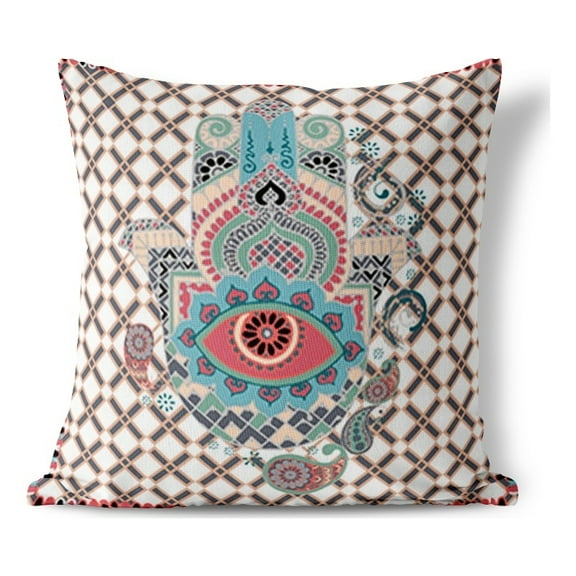 Heavenly Hand Indoor/Outdoor Pillow with Removable Cover in Brown 18x18