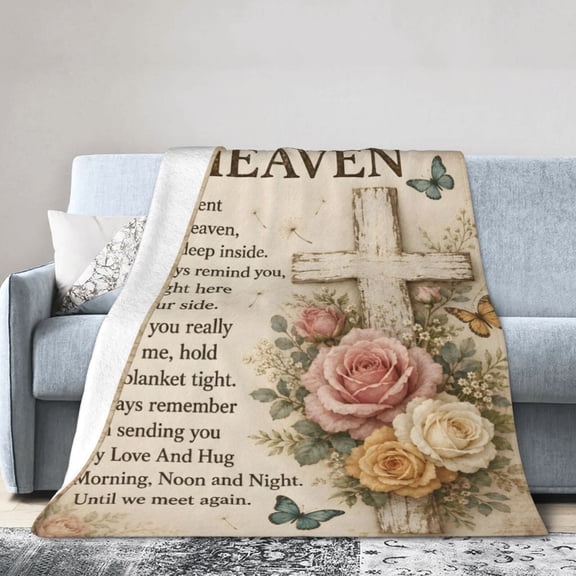 Heavenly Hug Memorial Blanket Gift Throw Blanket Cozy Soft Cross Butterfly Sympathy Gift for Loved Ones 50x40