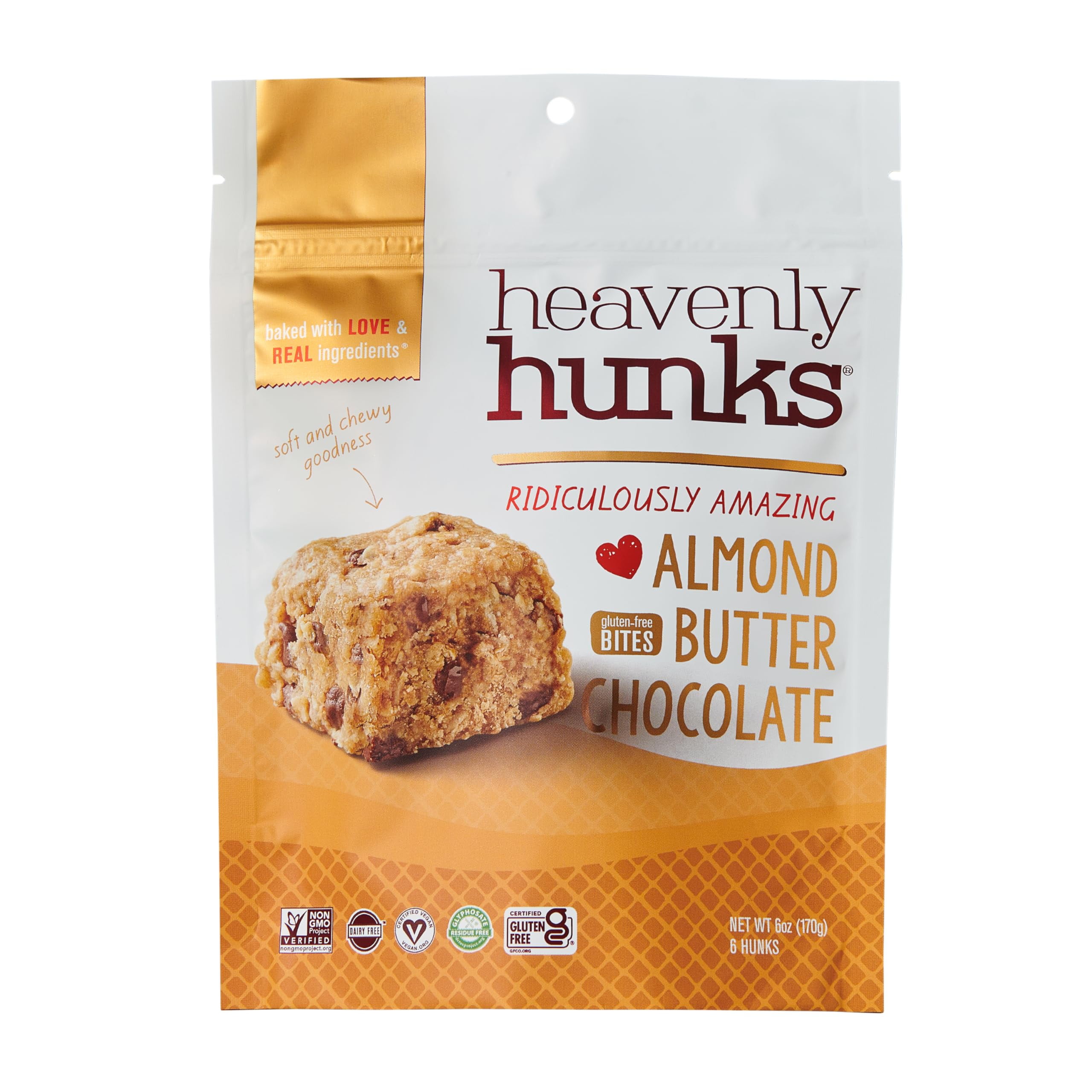 Heavenly Hunks Almond Butter AIF4 Chocolate Chip 6oz Bag