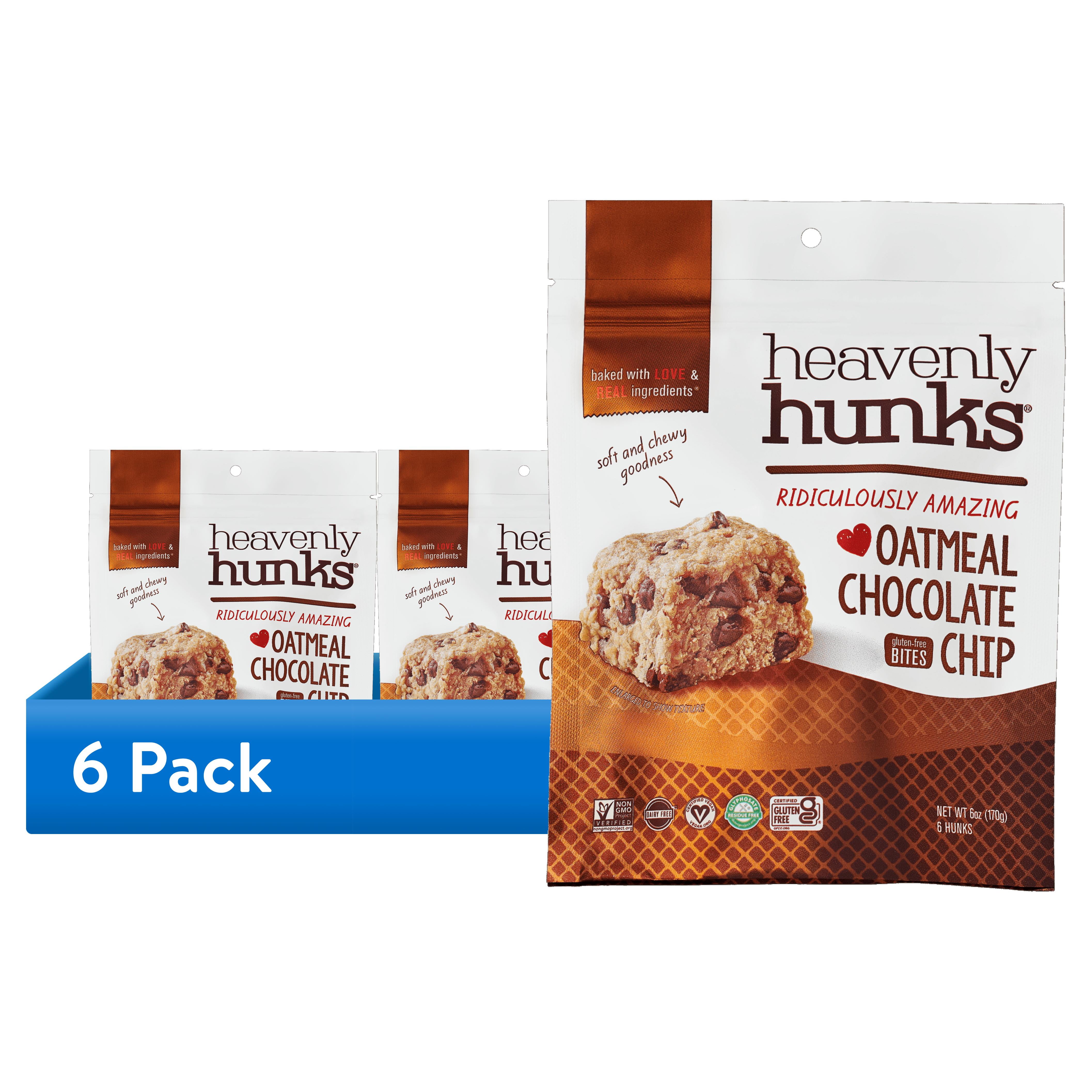 (6 pack) E & C's Snacks Heavenly Hunks, Gluten-Free, Vegan Baked Oatmeal Chocolate Chip Cookie, 6 oz, 6 Count