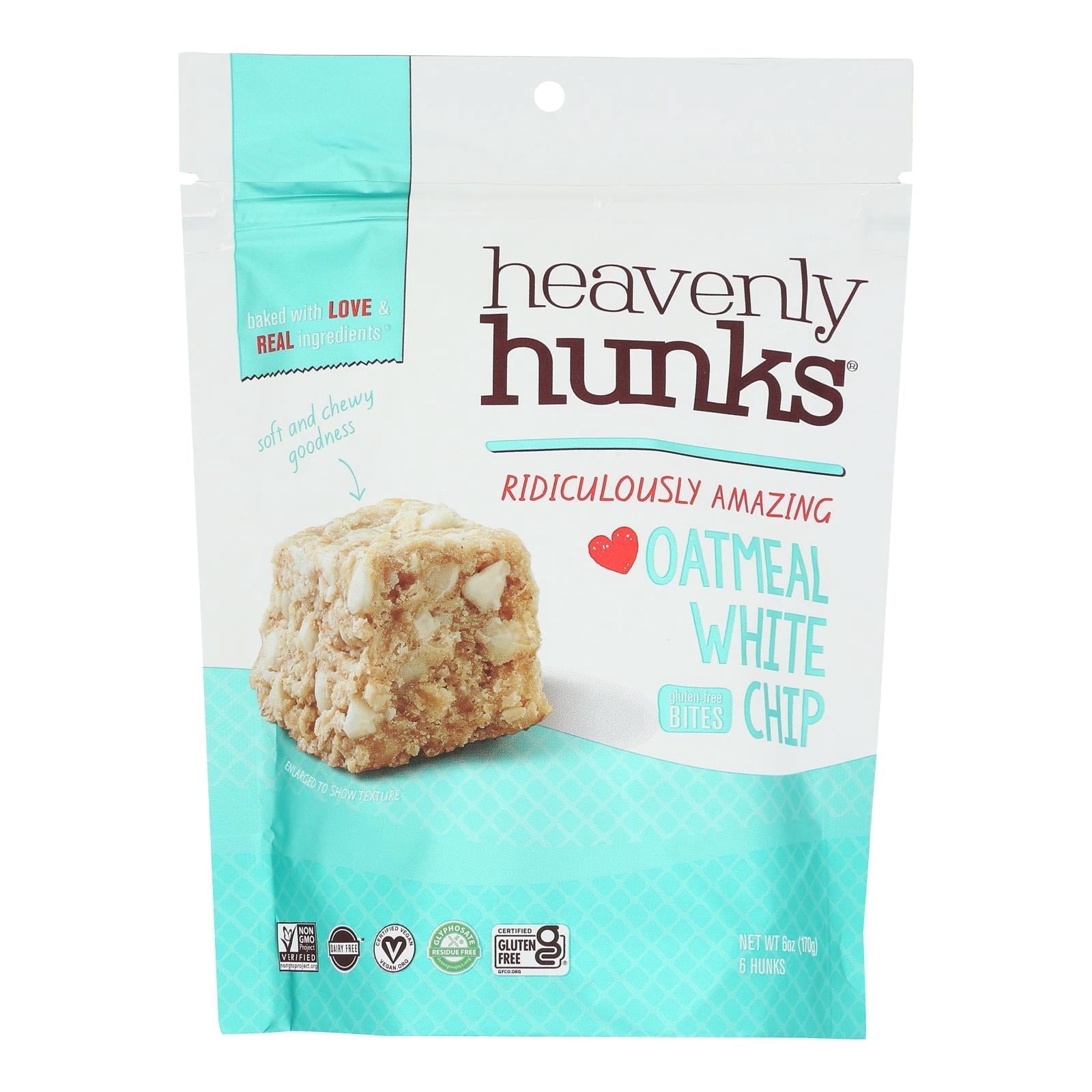 Heavenly Hunks Cookie Oatmeal White Chocolate Chip 6 oz (Pack of 6)