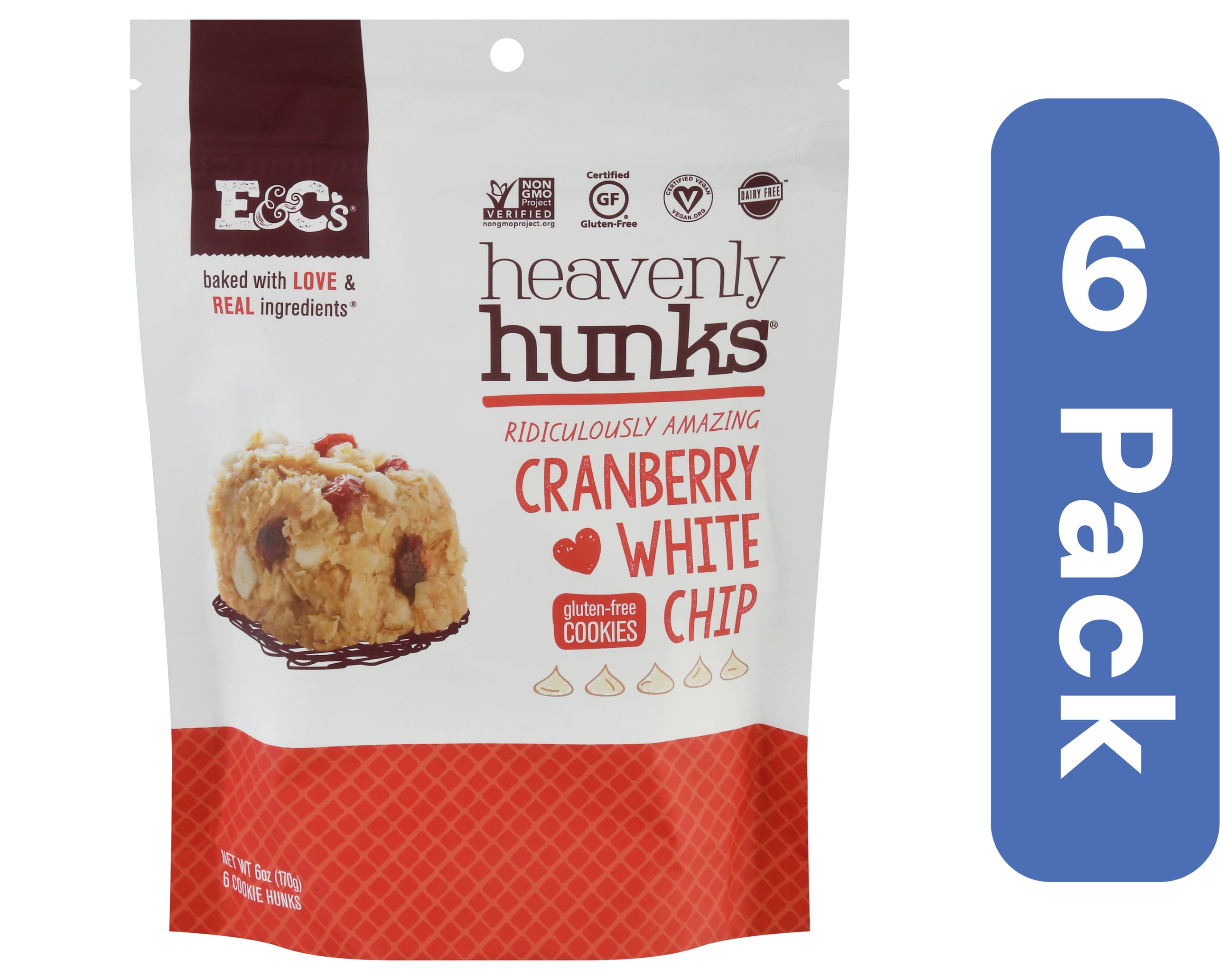 Heavenly Hunks Cookie White Chocolate Cranberry 6 oz (Pack Of 6)