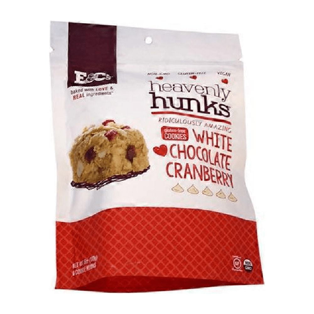 Heavenly Hunks Gluten Free Dairy Free Vegan White Chocolate Cranberry Cookies, 6 oz [Pack of 6]