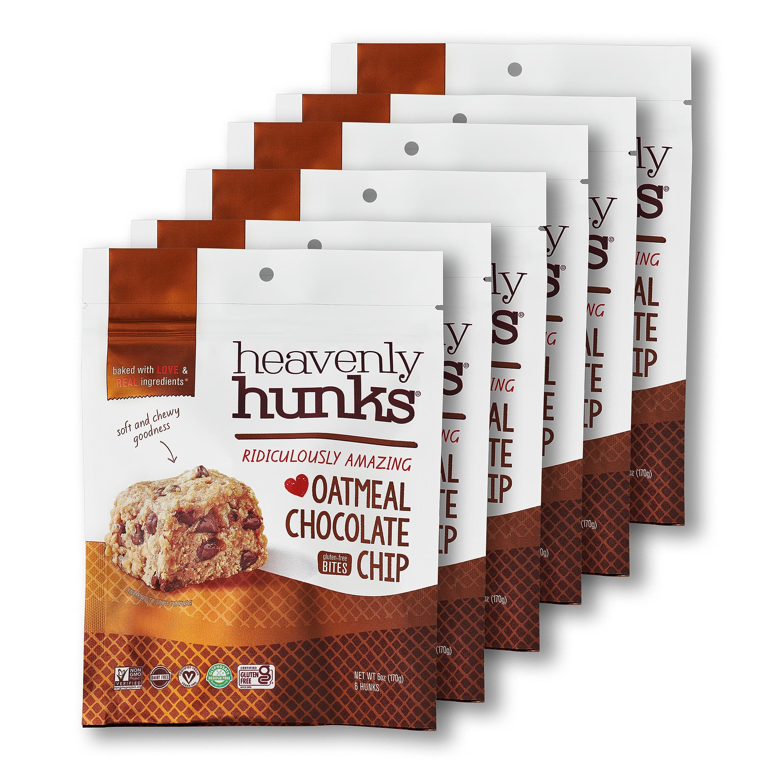 Heavenly Hunks Oatmeal Chocolate DNF2 Chip 6oz (6 Pack)