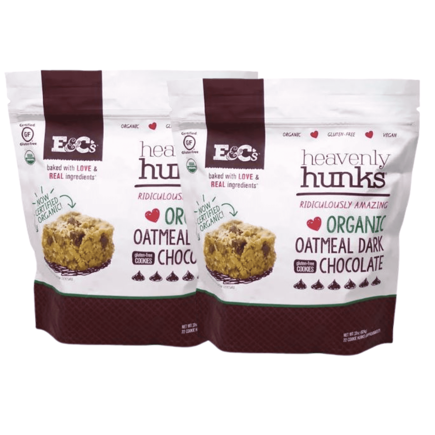 Heavenly Hunks Oatmeal Dark Chocolate, 22oz Bag GlutenFree Vegan Non