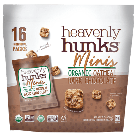 Heavenly Hunks Organic Oatmeal Minis, Dark Chocolate, 1.2 oz, 16 ct