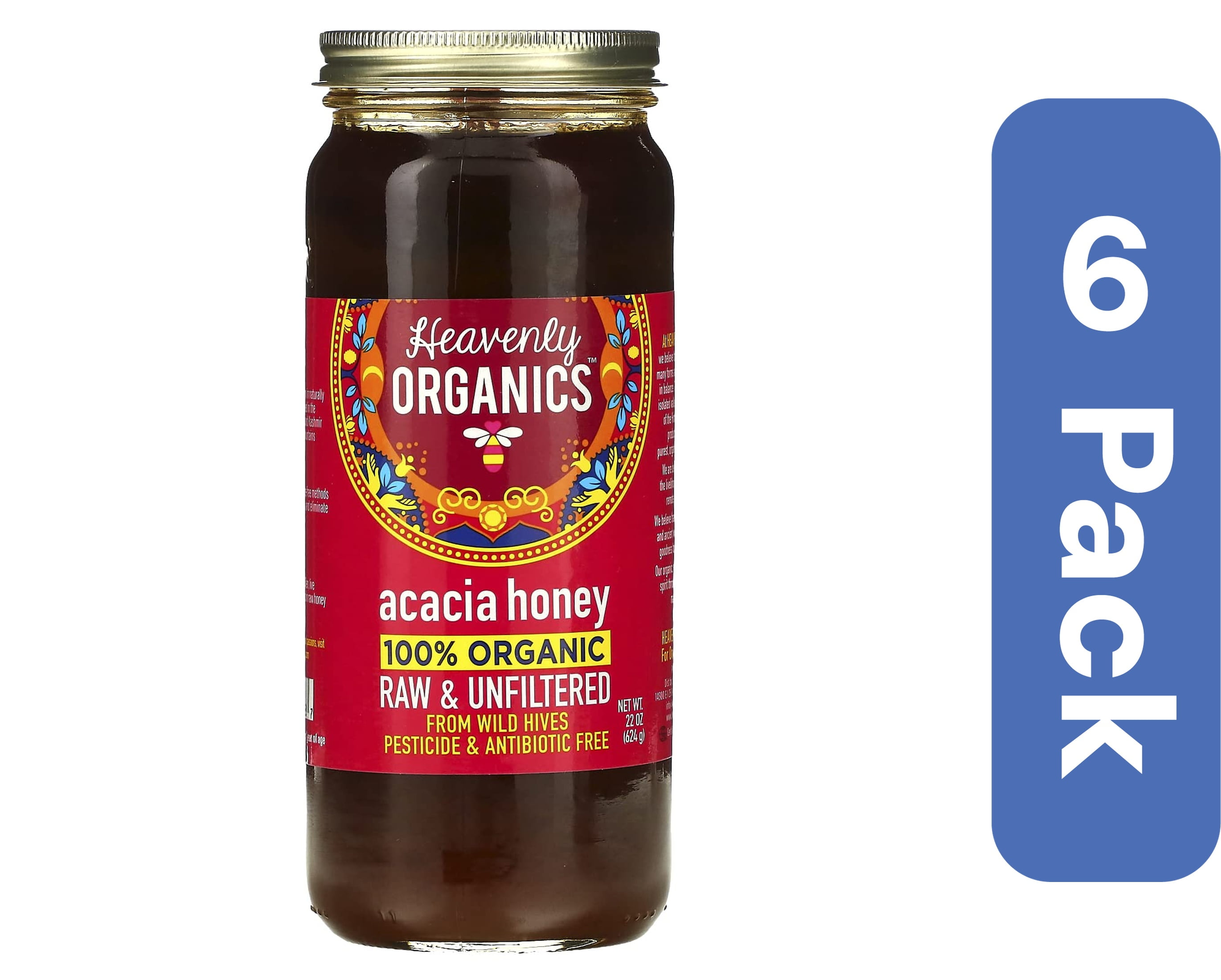 Heavenly Organics Acacia Honey 22 oz (Pack Of 6)