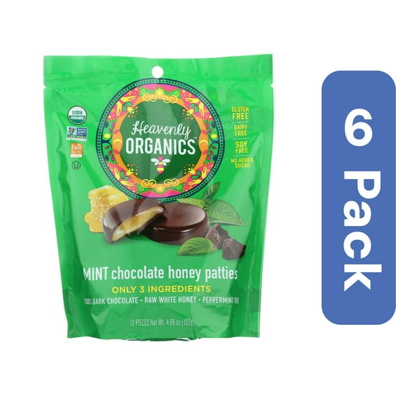 Heavenly Organics Organic Chocolate Mint Honey Patty Bag 4.66 oz (Pack Of 6)