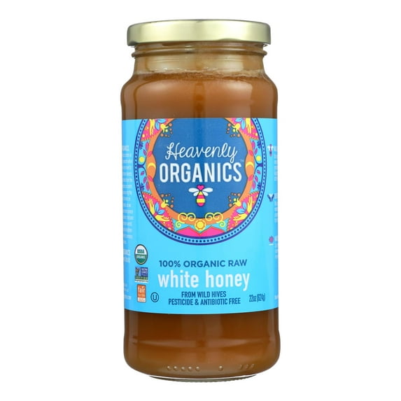 Heavenly Organics Raw White Honey – Case of 6 x 22 oz Jars