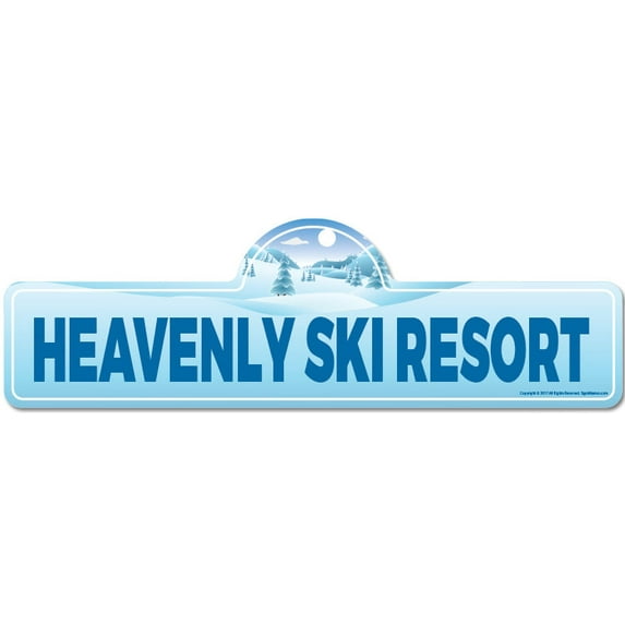 Heavenly Ski Resort Street Sign | Indoor/Outdoor | Skiing Skier Snowboarder Décor for Ski Lodge Cabin Mountian House | SignMission personalized gift