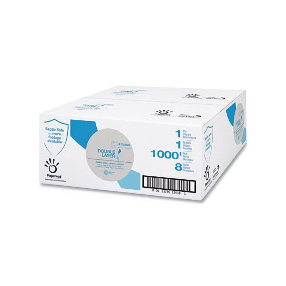 Heavenly Soft Double Layer Jumbo Toilet Tissue, Septic Safe, 1-Ply, White, 1,000 ft, 8 Rolls/Carton Heavenly Soft Double Layer Jumbo Toilet Tissue, Septic Safe, 1-Ply, White, 1,000 ft, 8 Rolls/Carton