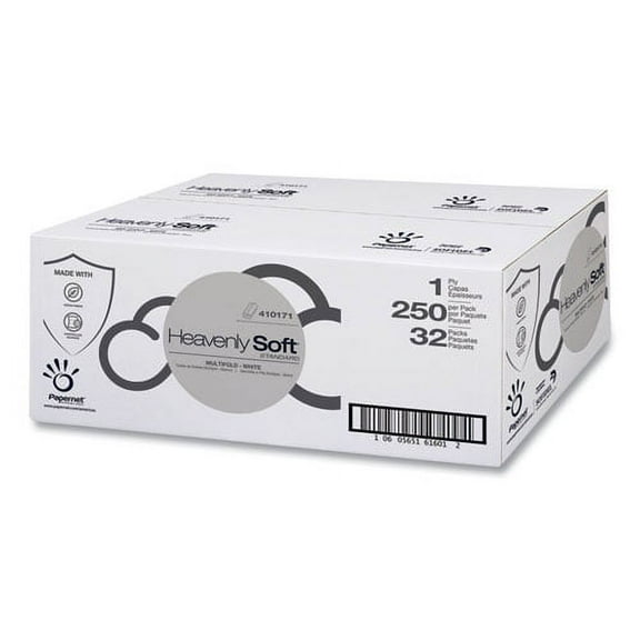 Heavenly Soft Standard Multi-Fold Towel, 1-Ply, 4 x 9.5, White, 250/Pack, 32 Packs/Carton | Bundle of 2