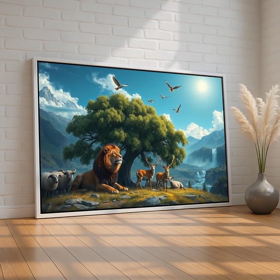 Heavenly Staircase Wall Art Poster | Jesus And Child Guided By Angels | Spiritual Christian Decor For Comfort & Faith Warm Present Vintage UNFRAMED Poster Size 24x36