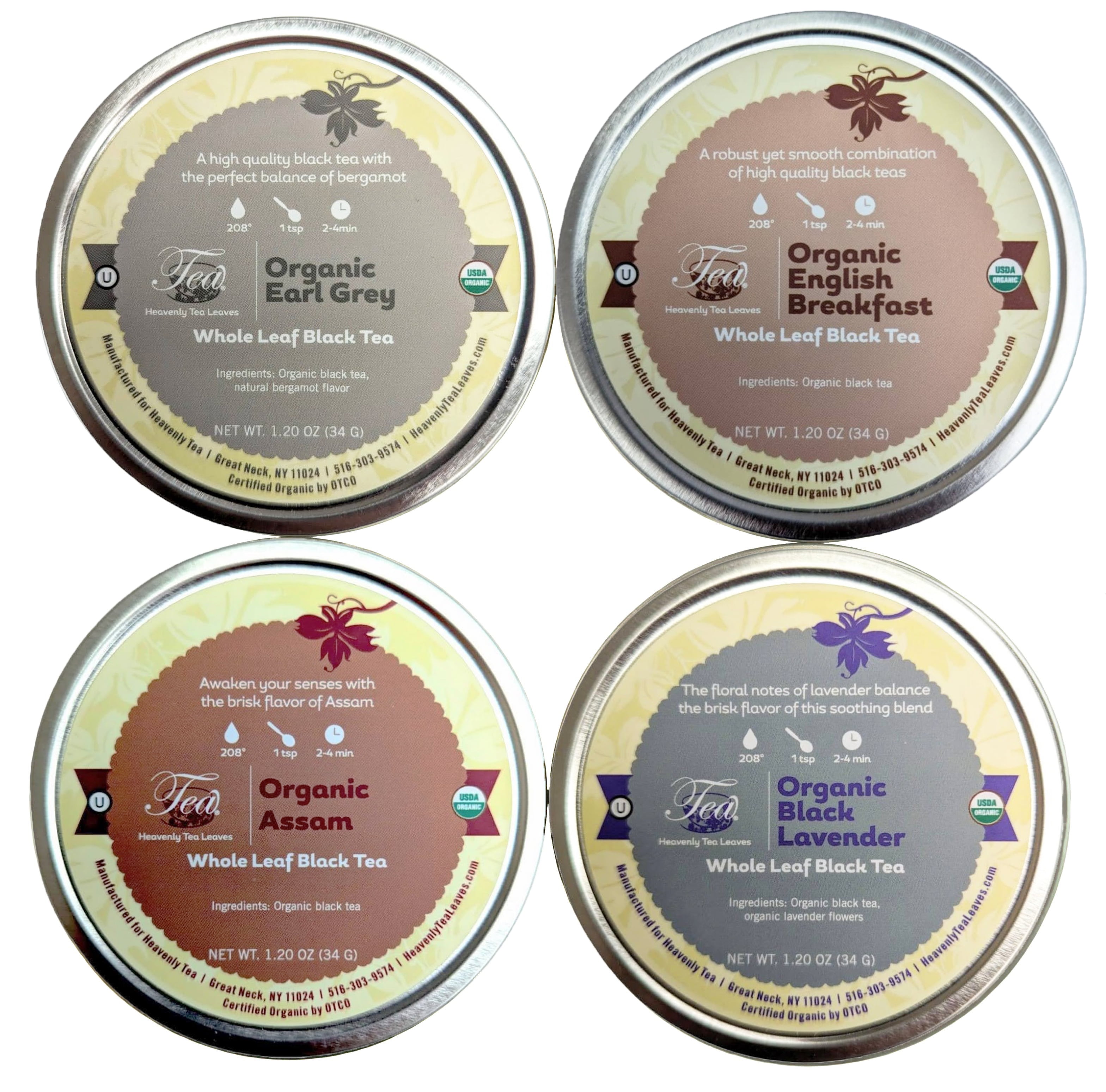 Heavenly Tea Leaves Organic Black Tea Sampler, 4 Loose Leaf Black Teas