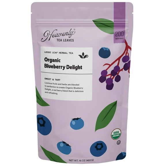 Heavenly Tea Leaves Organic Blueberry Delight, Bulk Loose Leaf Herbal Tisane, 1 Lb.