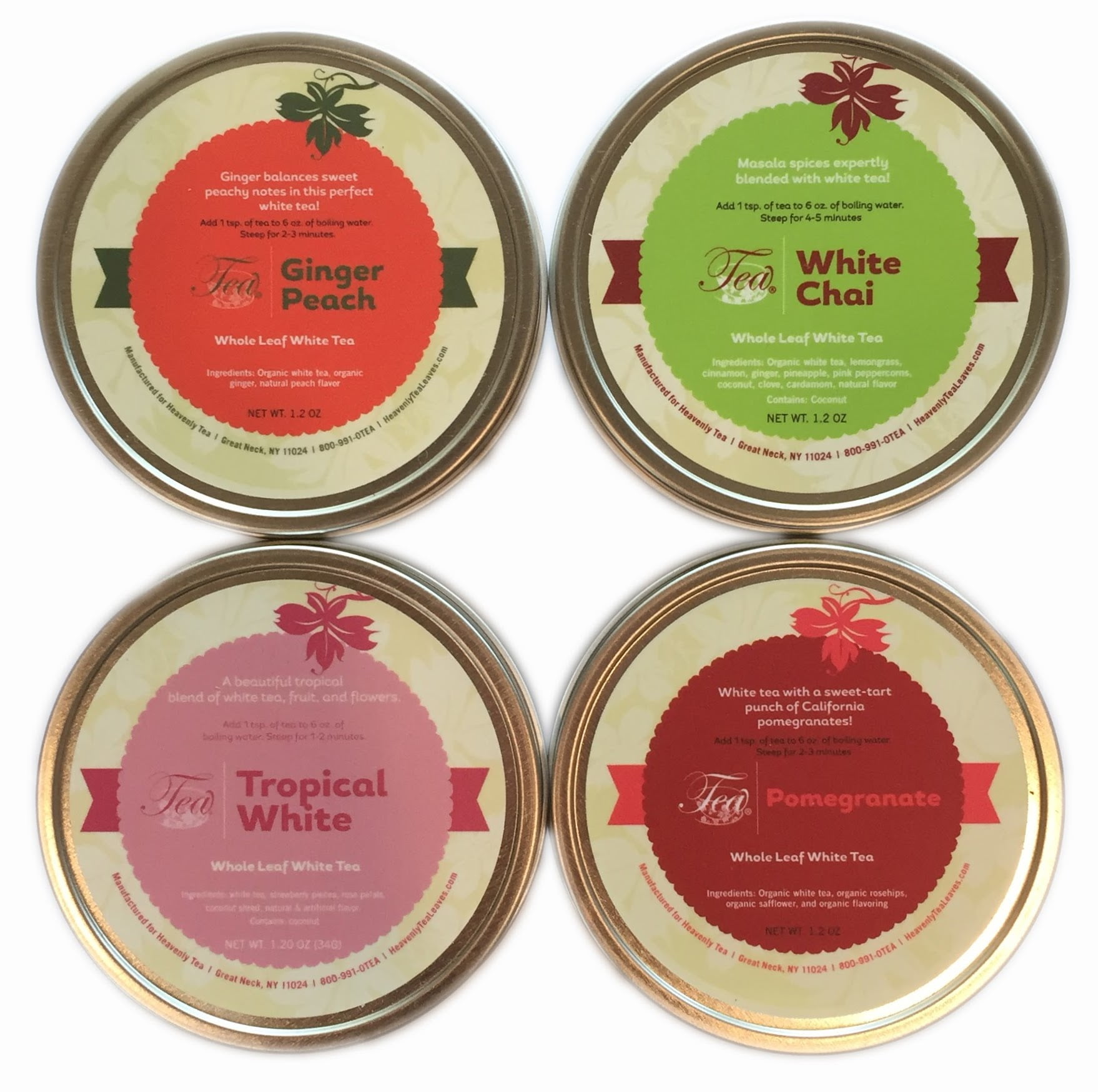 Heavenly Tea Leaves White Loose Leaf Tea Sampler, 4 Count