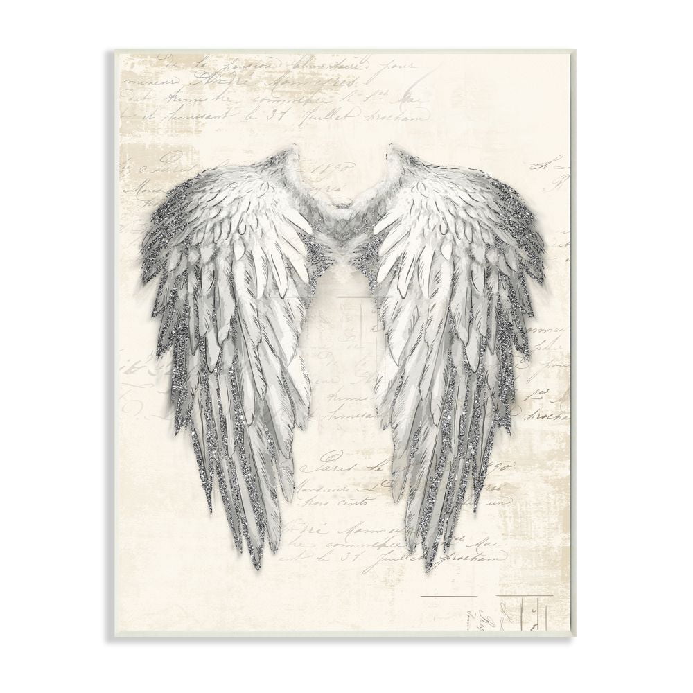 Heavenly Wings Silver Parchment Design 10 in x 15 in Framed Painting Art Print, by Stupell Home Décor