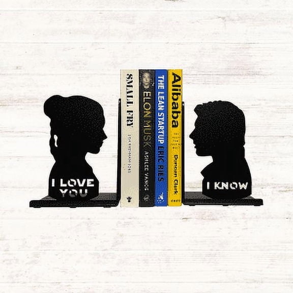 HeavenlyKraft I Love You I Know Metal Bookend, Non Skid Book End, Book Stopper for Home/Office Decor/Shelves, I Love You I Know Gift 7 X 5.51 X 4 Inch Per Piece