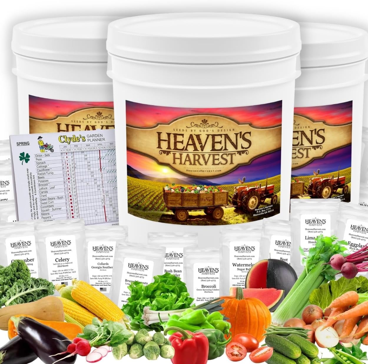 Heavens Harvest 10+ Year Survival Seed Bank Kit | Over 75,000 Non-GMO Heirloom Vegetable Seeds for Planting an Outdoor Garden