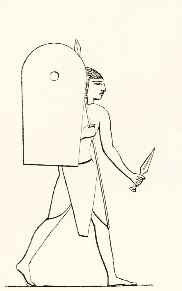 Heavily armed ancient Egyptian soldier From The Imperial Bible Dictionary published 1889 Canvas Art - Ken Welsh Design Pics (11 x 17)
