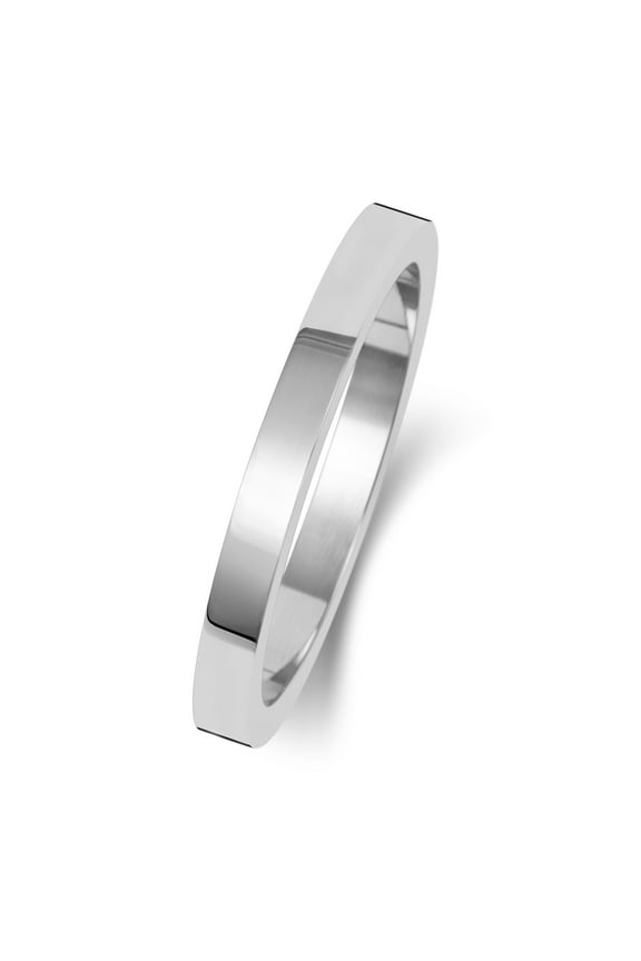 Heavy 18k White Gold 2mm Flat Men/Women Wedding Band/Ring