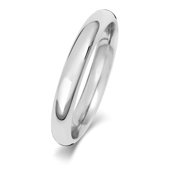 Heavy 18k White Gold 3mm Court Comfort Men/Women Wedding Band/Ring