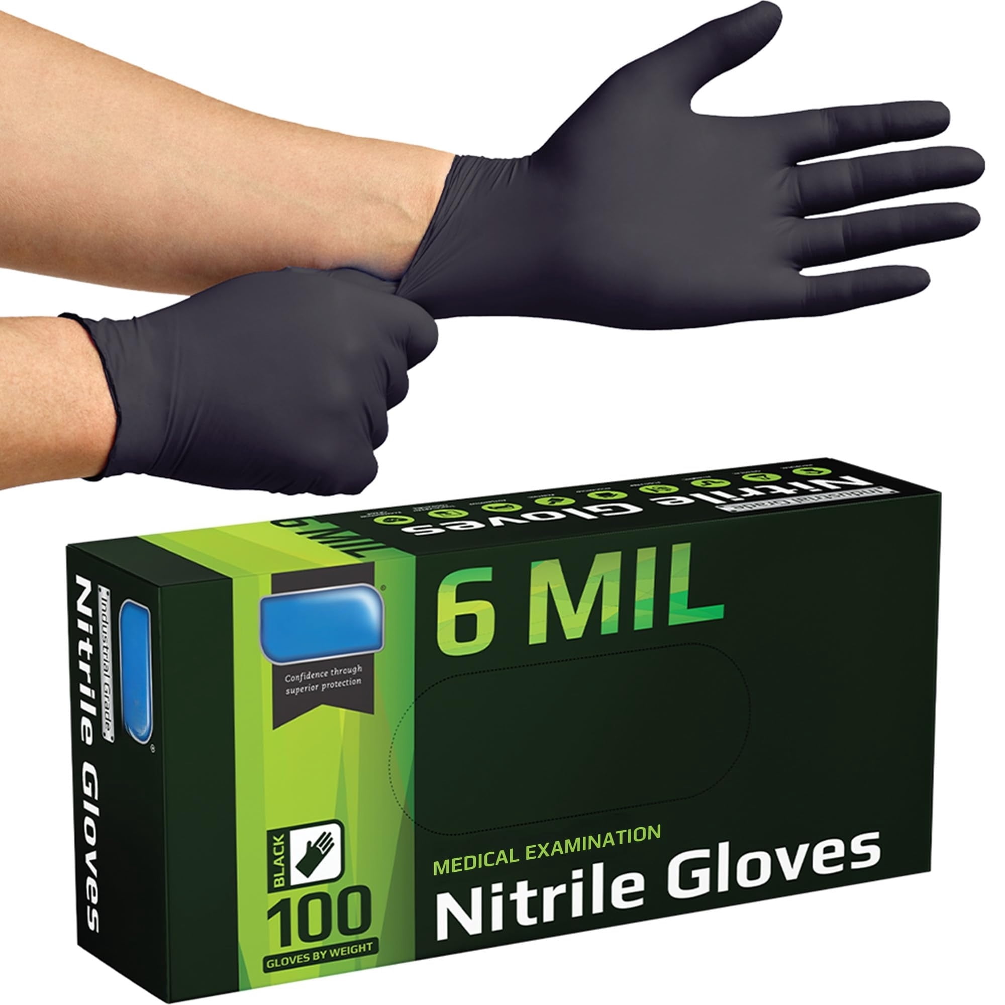 Heavy 6 Mil Black Nitrile Disposable Gloves Multi-scenario Protection ...