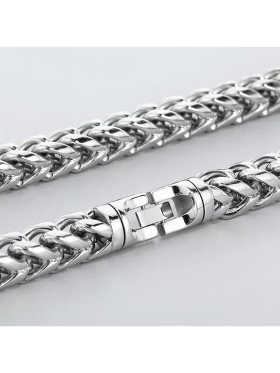 Heavy 8/10mm 316L Stainless Steel Franco Link Chain Necklace for Cool Men 25.5"