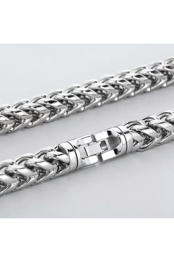 Heavy 8/10mm 316L Stainless Steel Franco Link Chain Necklace for Cool Men 25.5"