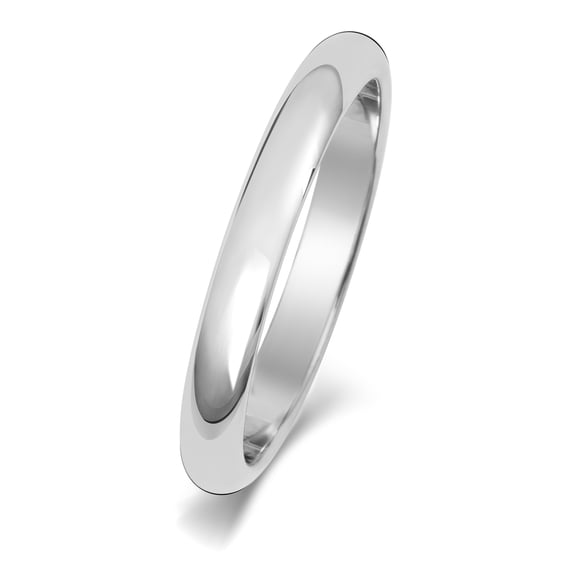 Heavy 9k White Gold 2.5mm D Shape Men/Women Wedding Band/Ring