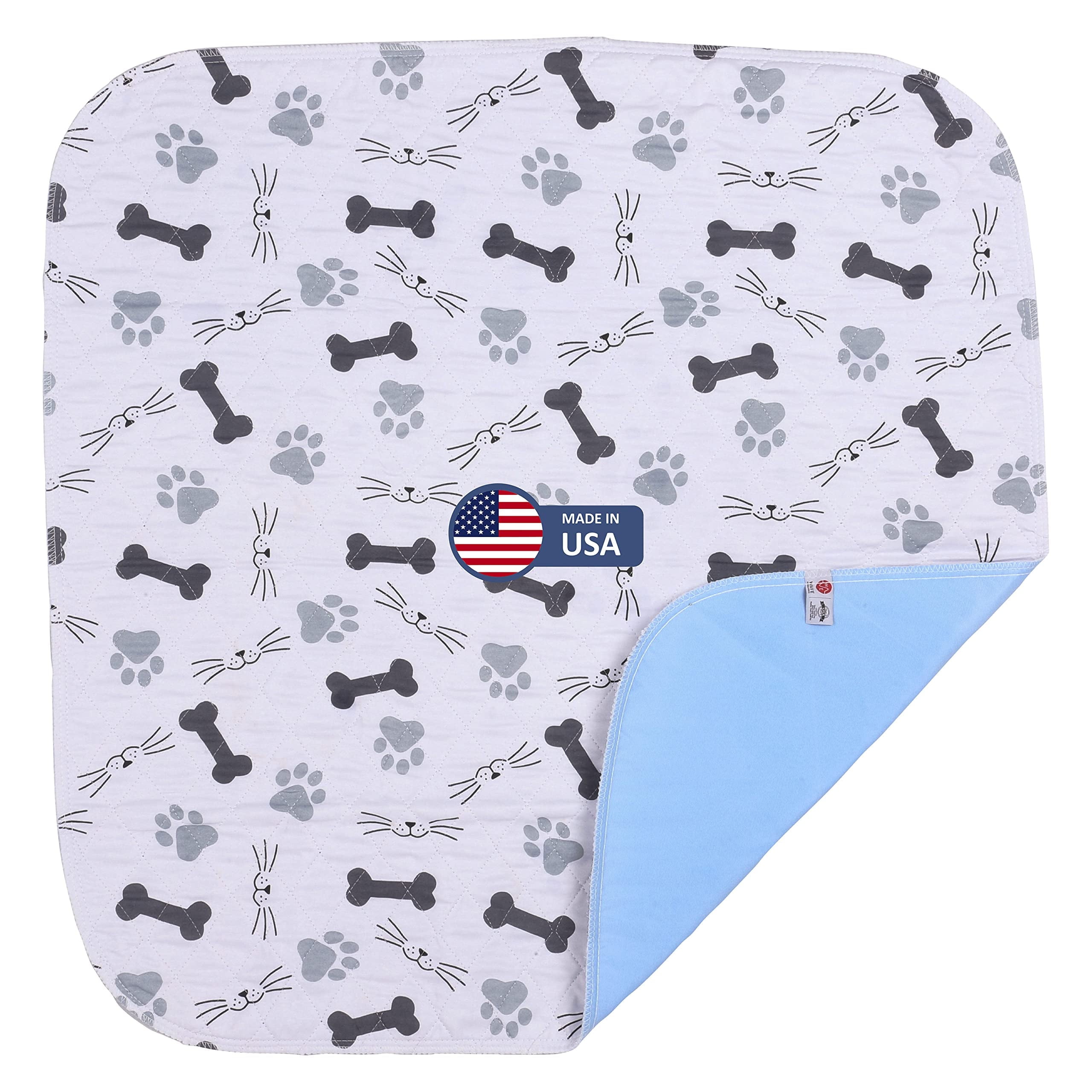 Washable Bunny Dog Cat Puppy Pee Pad - Absorbent Waterproof Pet Mat, Grey