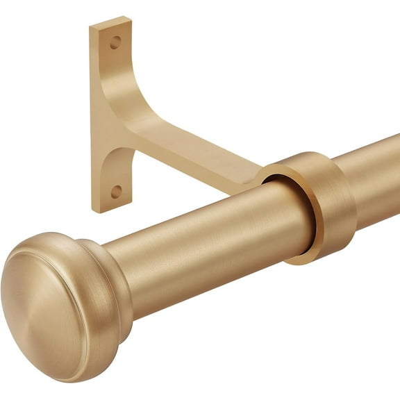 Heavy Adjustable Curtain Rod, 1 inch, 144-164 inch, Round Cap, Ceiling Mount, Premium Aluminum Brackets, Outdoor, Warm Gold
