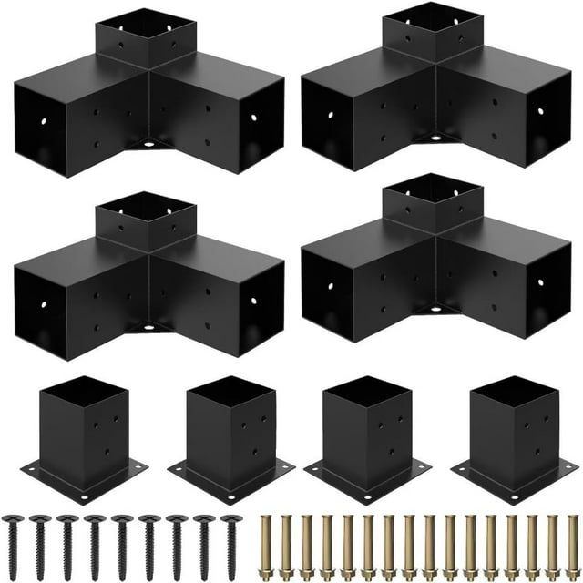 Heavy Alloy Steel Pergola Kit with 3Way Brackets for 4"x 4" (Actual 3.