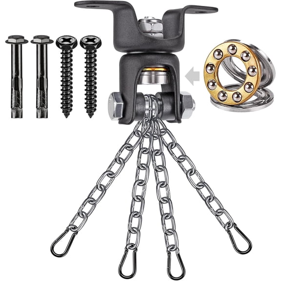 Heavy Bag Ceiling Mount with Spring & Chains 360? Rotation Punching Bag Ceiling Hanger with Bearings Boxing Bags Holder Hardware with 2 Screws and 2 Expansion Screws