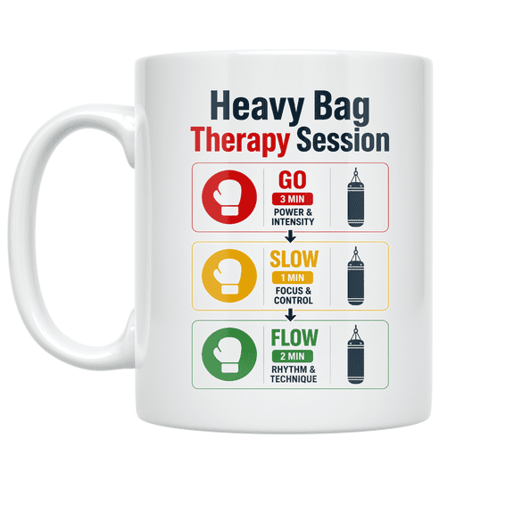 Heavy Bag Therapy Session Design - Boxing Enthusiast - 11 oz Ceramic Coffee Mug