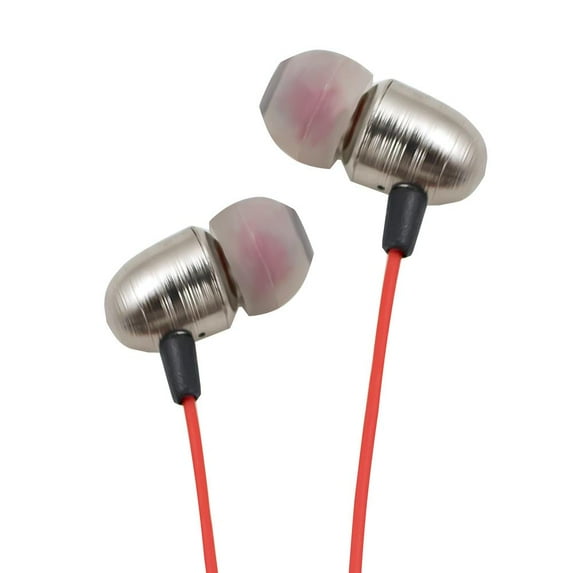 Heavy Bass 3.5mm Stereo Earbuds/ Headset/ Earphones for Asus ZenFone Max (M2), Max Pro (M2), Max (M2), Max (M1) (Grey/ Red) - w/ Mic + MND Stylus