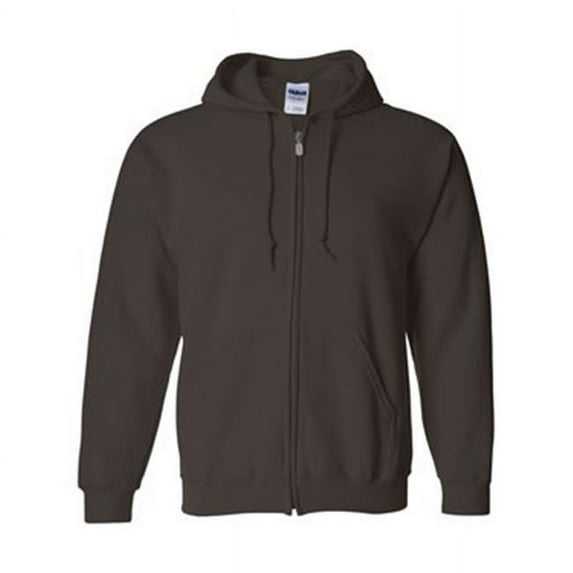Heavy Blend Full-Zip Hooded Sweatshirt, Dark Chocolate - Extra Large
