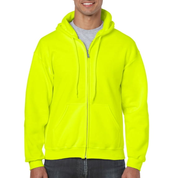 Heavy Blend Full-Zip Hooded Sweatshirt, 4XL, Safety Green