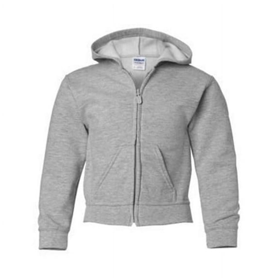 Heavy Blend Youth Full-Zip Hooded Sweatshirt, Sport Grey - Large