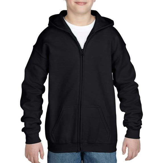 Heavy Blend Youth Full-Zip Hooded Sweatshirt, XL, Black