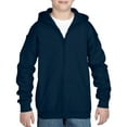 thumbnail image 1 of Heavy Blend Youth Full-Zip Hooded Sweatshirt, XS, Navy, 1 of 1