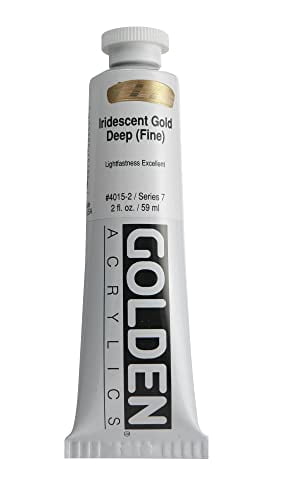 Heavy Body Acrylics by GOLDEN, Iridescent Gold Deep (Fine), 2 fl. oz. Tube, Professional Acrylic Paint, Semi-Opaque