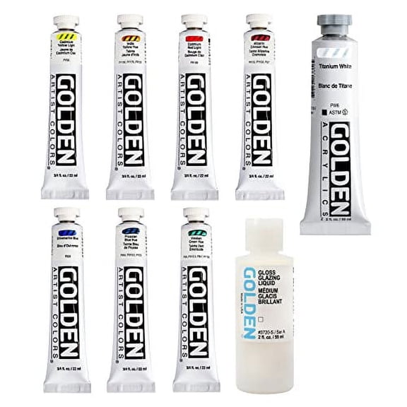 Heavy Body Acrylics by GOLDEN, Traditional Set, 7 Color, Professional Acrylic Paint
