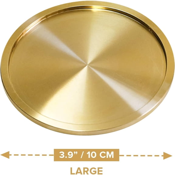 Heavy Brass Coasters for Drinks (6-Pack) - Solid Bronze Gold Coasters - Classy Style Premium Set - 5 Star Hotel Table & Bar - Board Room Elegant Copper Cup Holder - L