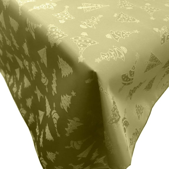 Heavy Brocade Shiny Christmas Tablecloth Christmas Trees Gold