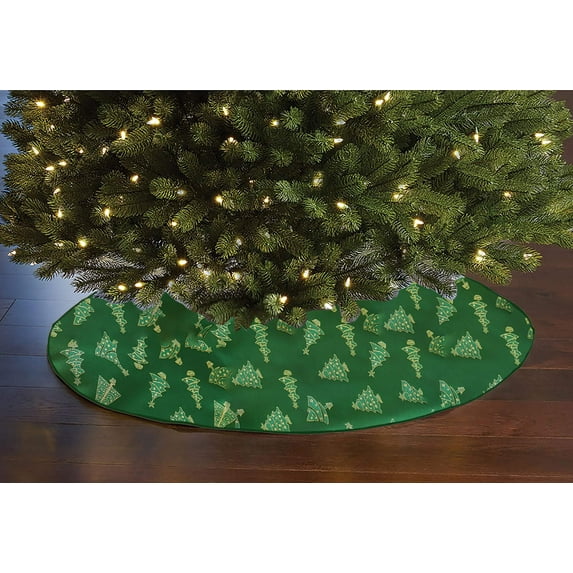 Heavy Brocade Shiny Christmas Trees Holiday Tree Skirt Christmas Decoration 56" Round Large Skirt