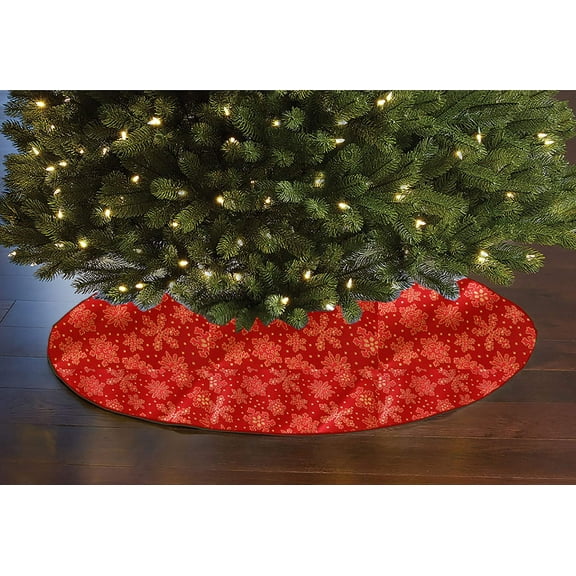 Heavy Brocade Shiny Snowflakes Holiday Tree Skirt Christmas Decoration 56" Round Large Skirt
