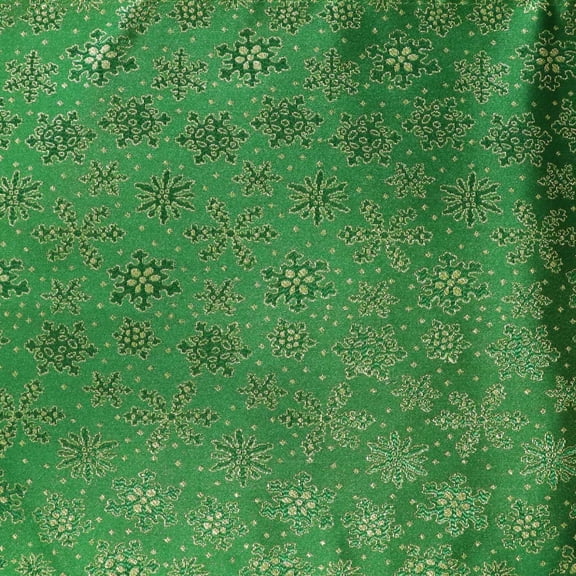 Heavy Brocade Shiny Tinsel Threads Snowflakes Design Fabric 56" Wide by 360"(10-Yards) for Arts, Crafts, & Sewing