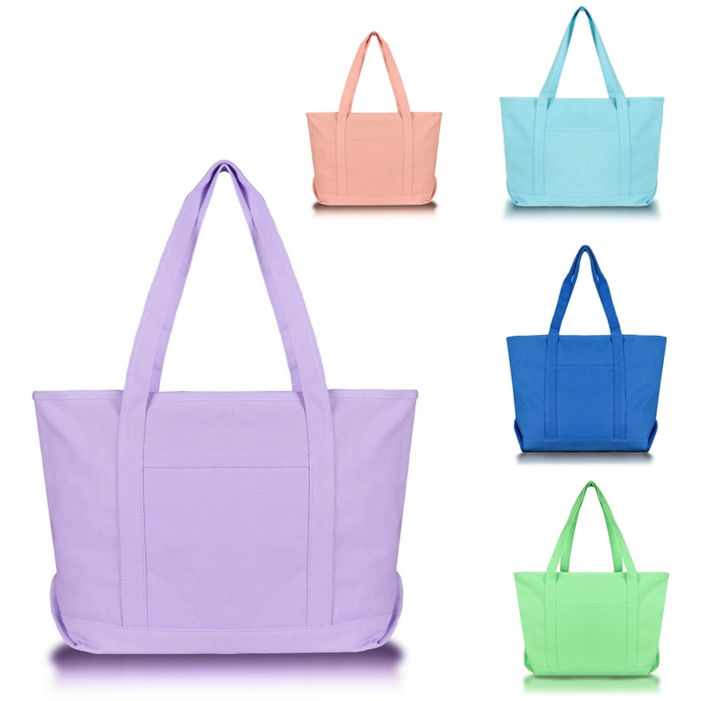 Set Of 3 Heavy Canvas Tote Bags With Zipper – Large, Durable, Reinforced Handles (Black) - View #2