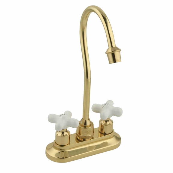Heavy Cast Brass Gooseneck Bar Faucet Bathroom Sink Tap with Cross Handles| Renovators Supply